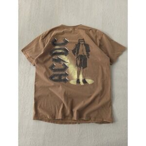 Vintage 2000s Y2K ACDC Brown T-shirt Rock Band Angus Young L